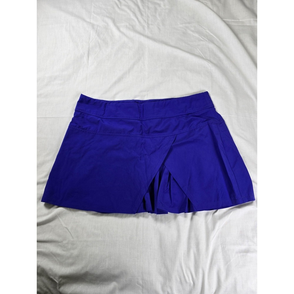 Athleta Skort Womens‎ Large Blue Stretch Athletic Lined Zip Pocket Running